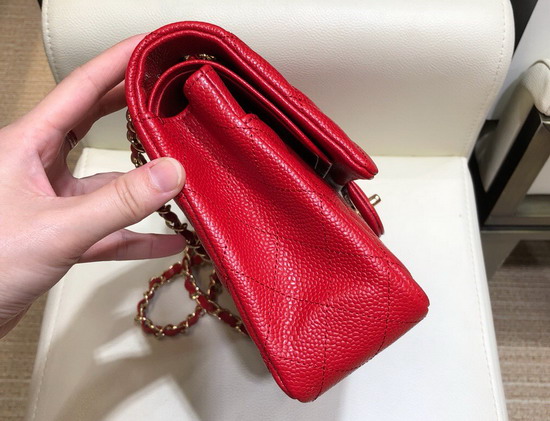 Chanel Medium Caviar Flap Bag in Red with Gold Hardware