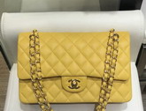 Chanel Medium Caviar Flap Bag in Yellow with Gold Hardware