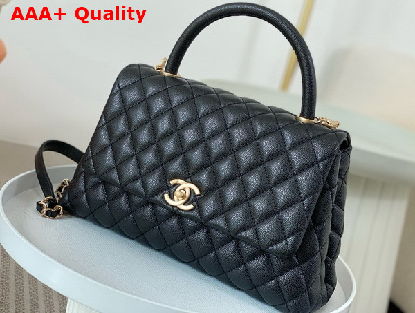 Chanel Medium Classic Coco Handle Bag in Black Grained Calfskin Replica