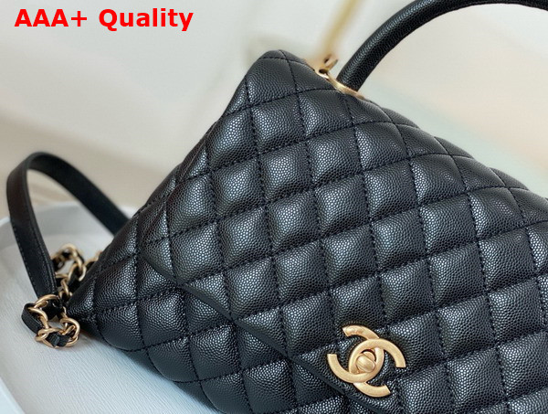 Chanel Medium Classic Coco Handle Bag in Black Grained Calfskin Replica