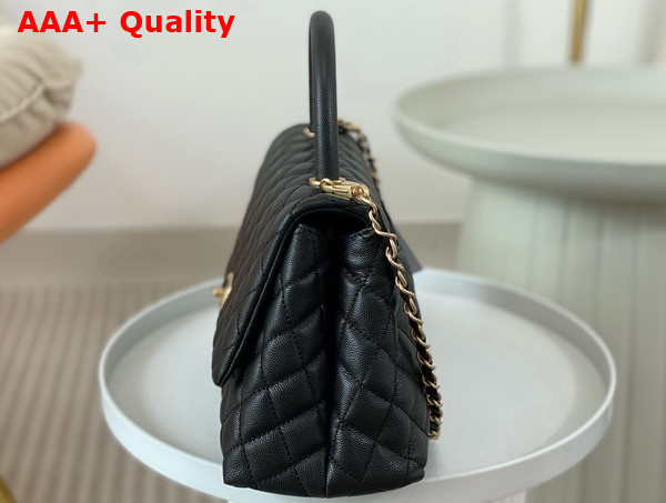 Chanel Medium Classic Coco Handle Bag in Black Grained Calfskin Replica