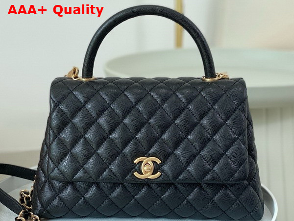 Chanel Medium Classic Coco Handle Bag in Black Grained Calfskin Replica