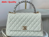 Chanel Medium Coco Handle Bag in White Grained Calfskin with Python Top Handle Replica