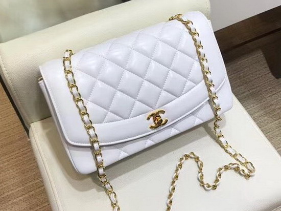 Chanel Medium Flap Bag White Lambskin Gold Hardware