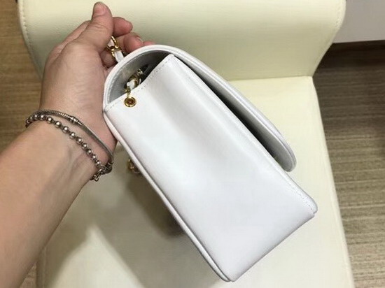 Chanel Medium Flap Bag White Lambskin Gold Hardware