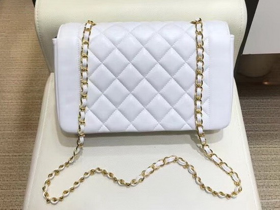 Chanel Medium Flap Bag White Lambskin Gold Hardware