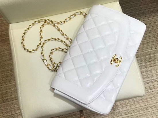 Chanel Medium Flap Bag White Lambskin Gold Hardware