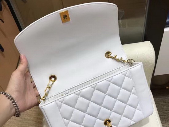 Chanel Medium Flap Bag White Lambskin Gold Hardware