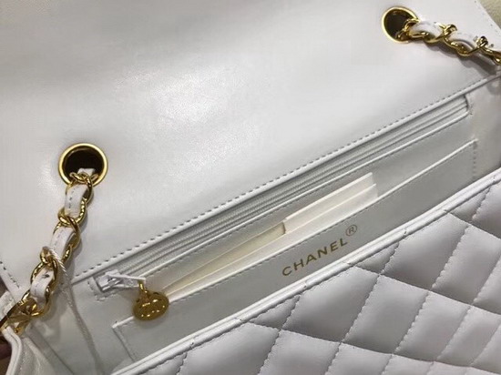 Chanel Medium Flap Bag White Lambskin Gold Hardware