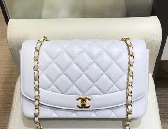 Chanel Medium Flap Bag White Lambskin Gold Hardware