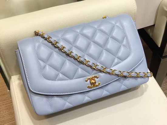 Chanel Medium Flap Bag in Baby Blue with Gold Hardware Quilted Lambskin