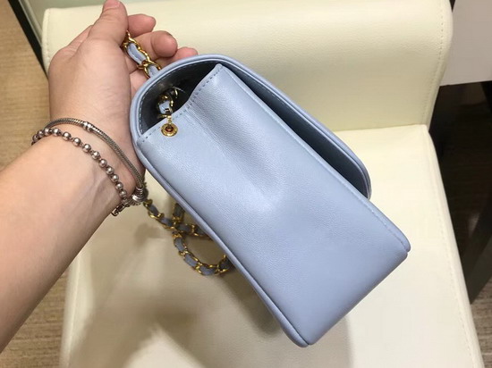 Chanel Medium Flap Bag in Baby Blue with Gold Hardware Quilted Lambskin