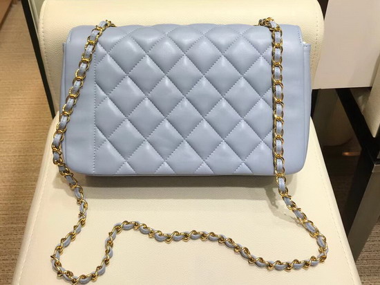 Chanel Medium Flap Bag in Baby Blue with Gold Hardware Quilted Lambskin