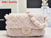 Chanel Medium Flap Bag in Beige Shearling Lambskin Replica