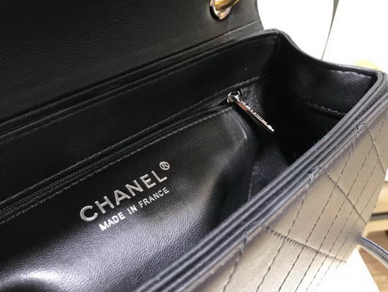 Chanel Medium Flap Bag in Black Calfskin Ruthenium Finish and Gold Tone Metal