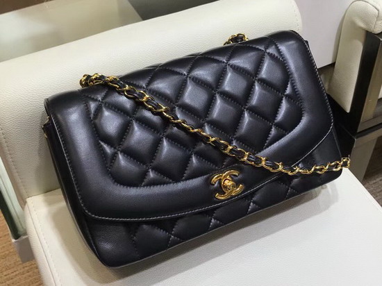 Chanel Medium Flap Bag in Black with Gold Hardware Quilted Lambskin