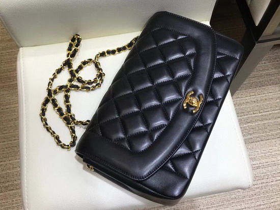 Chanel Medium Flap Bag in Black with Gold Hardware Quilted Lambskin