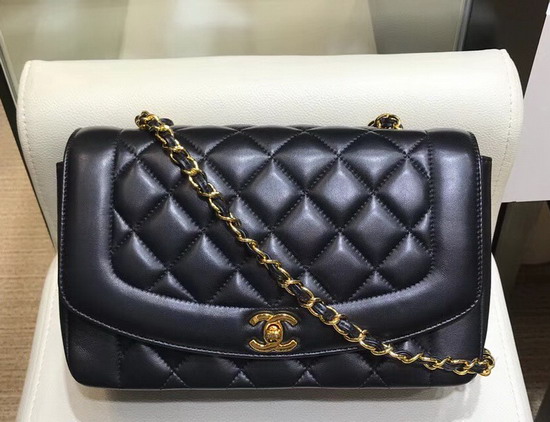 Chanel Medium Flap Bag in Black with Gold Hardware Quilted Lambskin