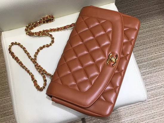 Chanel Medium Flap Bag in Brown Lambskin with Gold Hardware