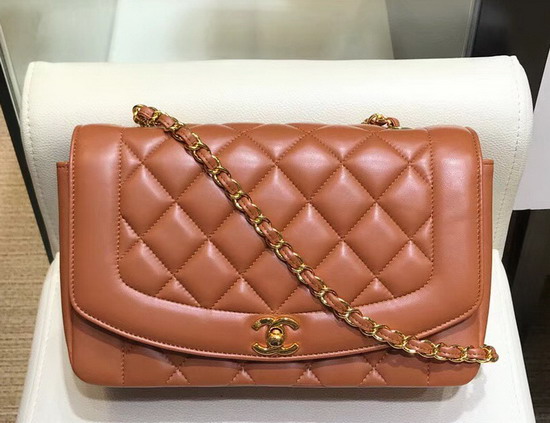 Chanel Medium Flap Bag in Brown Lambskin with Gold Hardware