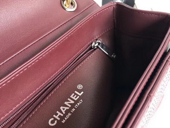 Chanel Medium Flap Bag in Burgundy Calfskin Ruthenium Finish and Gold Tone Metal