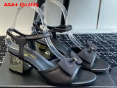 Chanel Medium Heel Sandals Black Lambskin and Grosgrain Replica