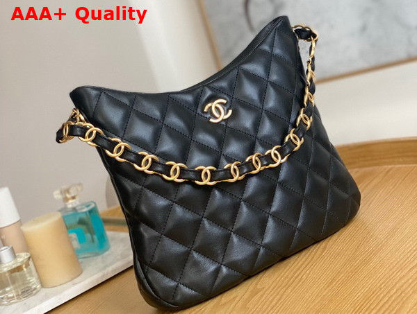 Chanel Medium Hobo Handbag in Black Lambskin Replica