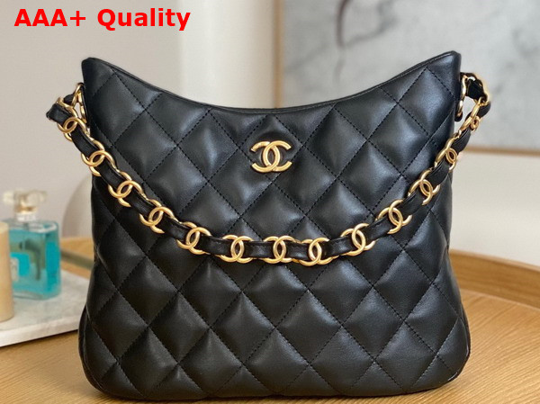 Chanel Medium Hobo Handbag in Black Lambskin Replica