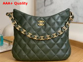 Chanel Medium Hobo Handbag in Dark Green Lambskin Replica