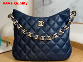 Chanel Medium Hobo Handbag in Navy Blue Lambskin Replica