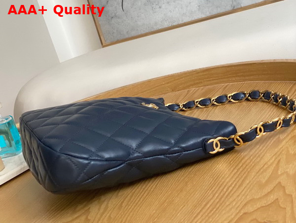 Chanel Medium Hobo Handbag in Navy Blue Lambskin Replica