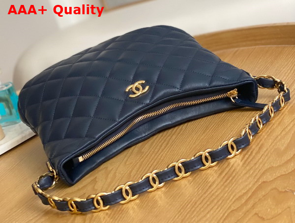 Chanel Medium Hobo Handbag in Navy Blue Lambskin Replica