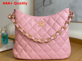 Chanel Medium Hobo Handbag in Pink Lambskin Replica