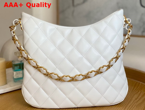 Chanel Medium Hobo Handbag in White Lambskin Replica