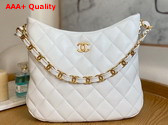 Chanel Medium Hobo Handbag in White Lambskin Replica