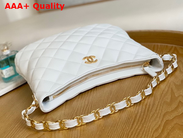 Chanel Medium Hobo Handbag in White Lambskin Replica