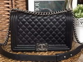 Chanel Medium Le Boy Black Caviar Silver Hardware For Sale