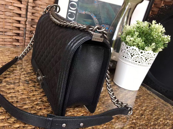 Chanel Medium Le Boy Black Caviar Silver Hardware For Sale