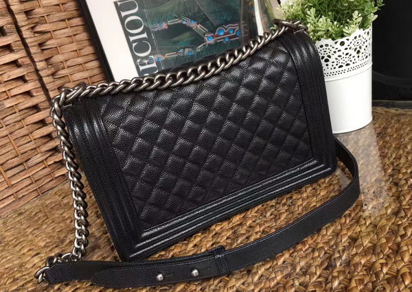 Chanel Medium Le Boy Black Caviar Silver Hardware For Sale