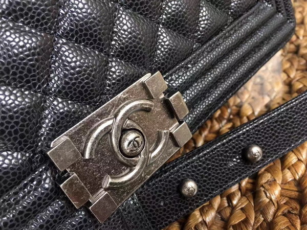 Chanel Medium Le Boy Black Caviar Silver Hardware For Sale