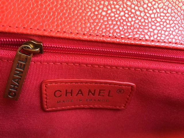 Chanel Medium Le Boy Red Caviar Antique Brass Hardware for Sale