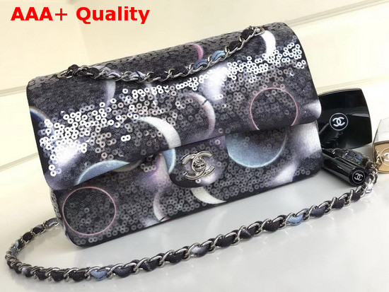 Chanel Medium Sequin Flap Bag Printed Denim Replica