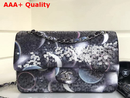 Chanel Medium Sequin Flap Bag Printed Denim Replica