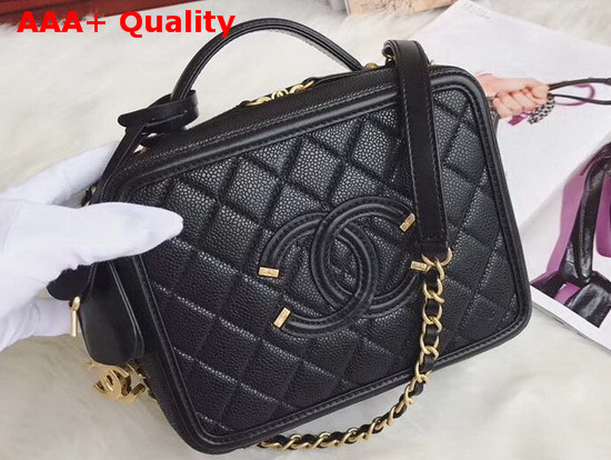 Chanel Medium Vanity Case in Black Grained Calfskin Gold Hardware Replica