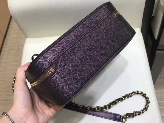 Chanel Medium Vanity Case in Dark Purple Grained Metallic Lambskin