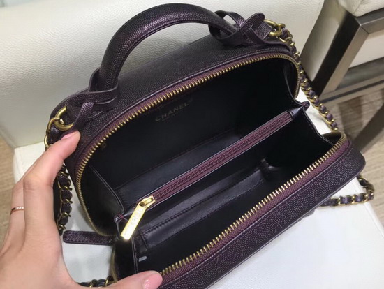 Chanel Medium Vanity Case in Dark Purple Grained Metallic Lambskin