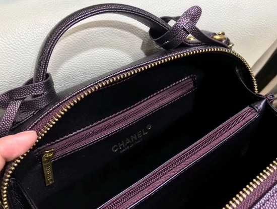 Chanel Medium Vanity Case in Dark Purple Grained Metallic Lambskin