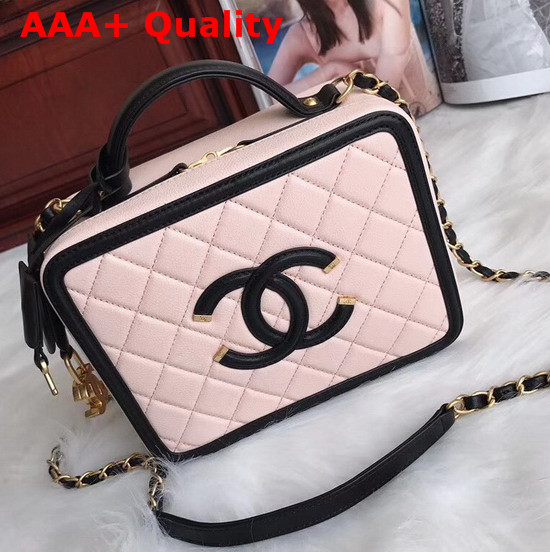 Chanel Medium Vanity Case in Pink Grained Calfskin Gold Hardware Replica