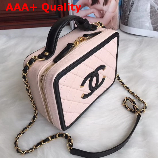 Chanel Medium Vanity Case in Pink Grained Calfskin Gold Hardware Replica