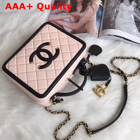 Chanel Medium Vanity Case in Pink Grained Calfskin Gold Hardware Replica